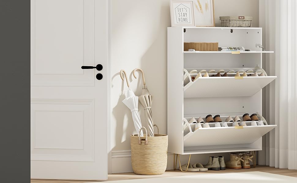 高质量白色贝壳翻盖鞋架