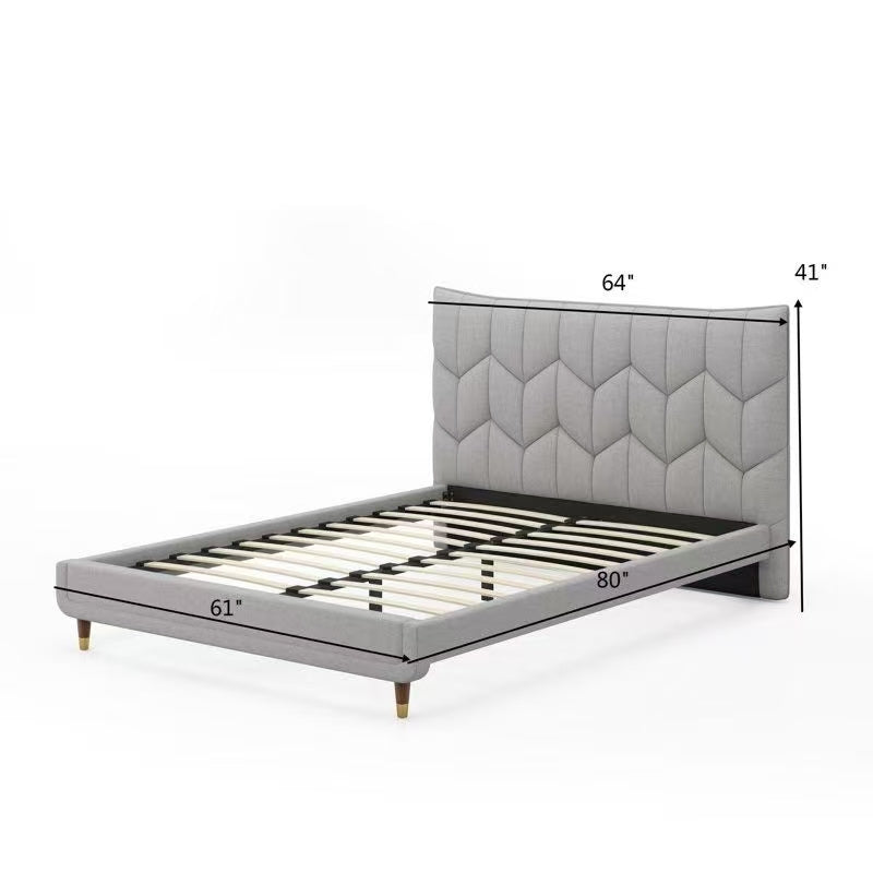Upholstered Bed/浅灰色系软垫床 full size