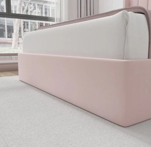 天鹅绒粉色储物床架bed frame