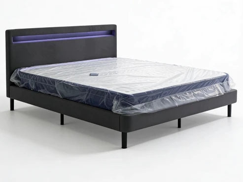 King size灰色 LED 床架bed frame