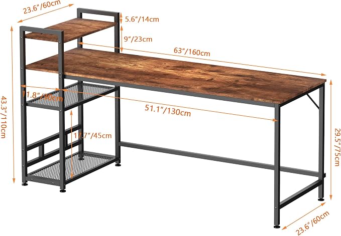 木色1.6m书桌Tables