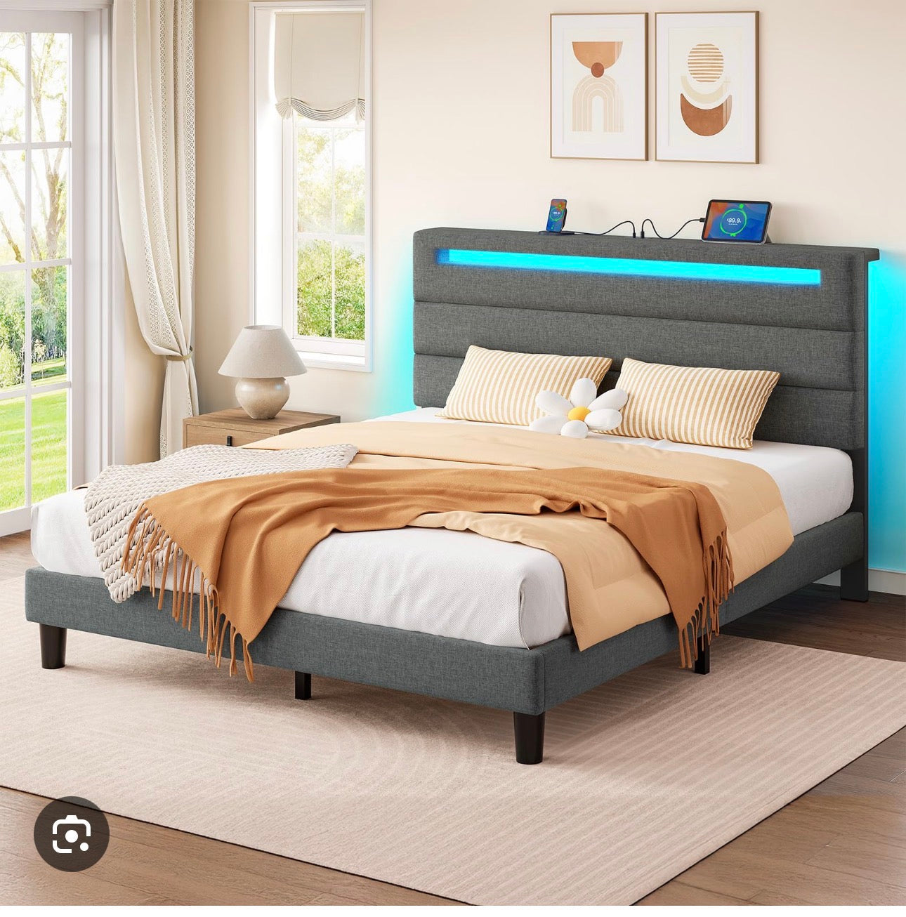 queen size 软包床架