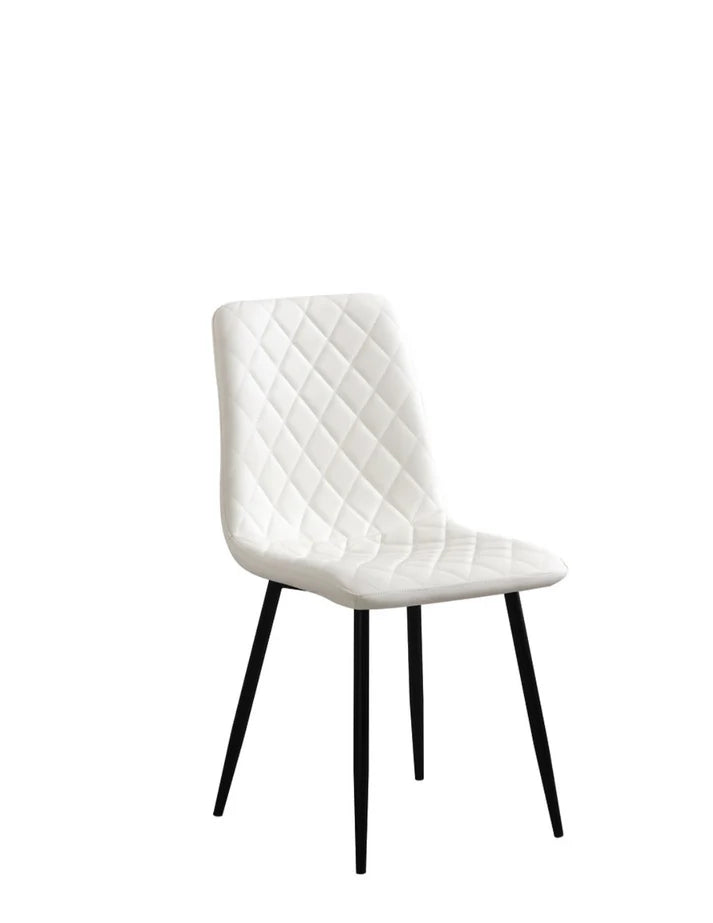 Upholstered White Seat With Black Legs 白色皮椅 chair