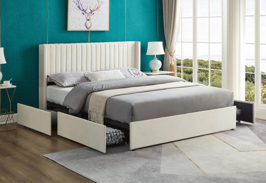 cream velvet storage bed frame