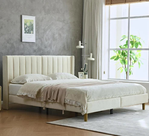 king size bed frame天鹅绒床架