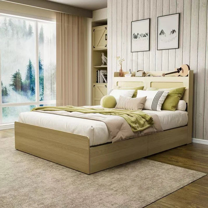 queen size 四抽木质床架带置物 bed frame