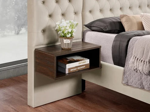 Beige Velvet Fabric Platform Bed床架bed frame
