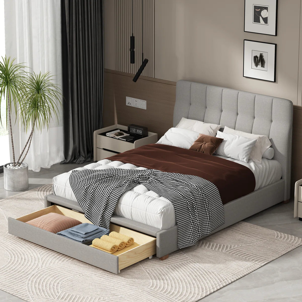Upholstered Drawer Storage Bed/软垫抽屉储物床